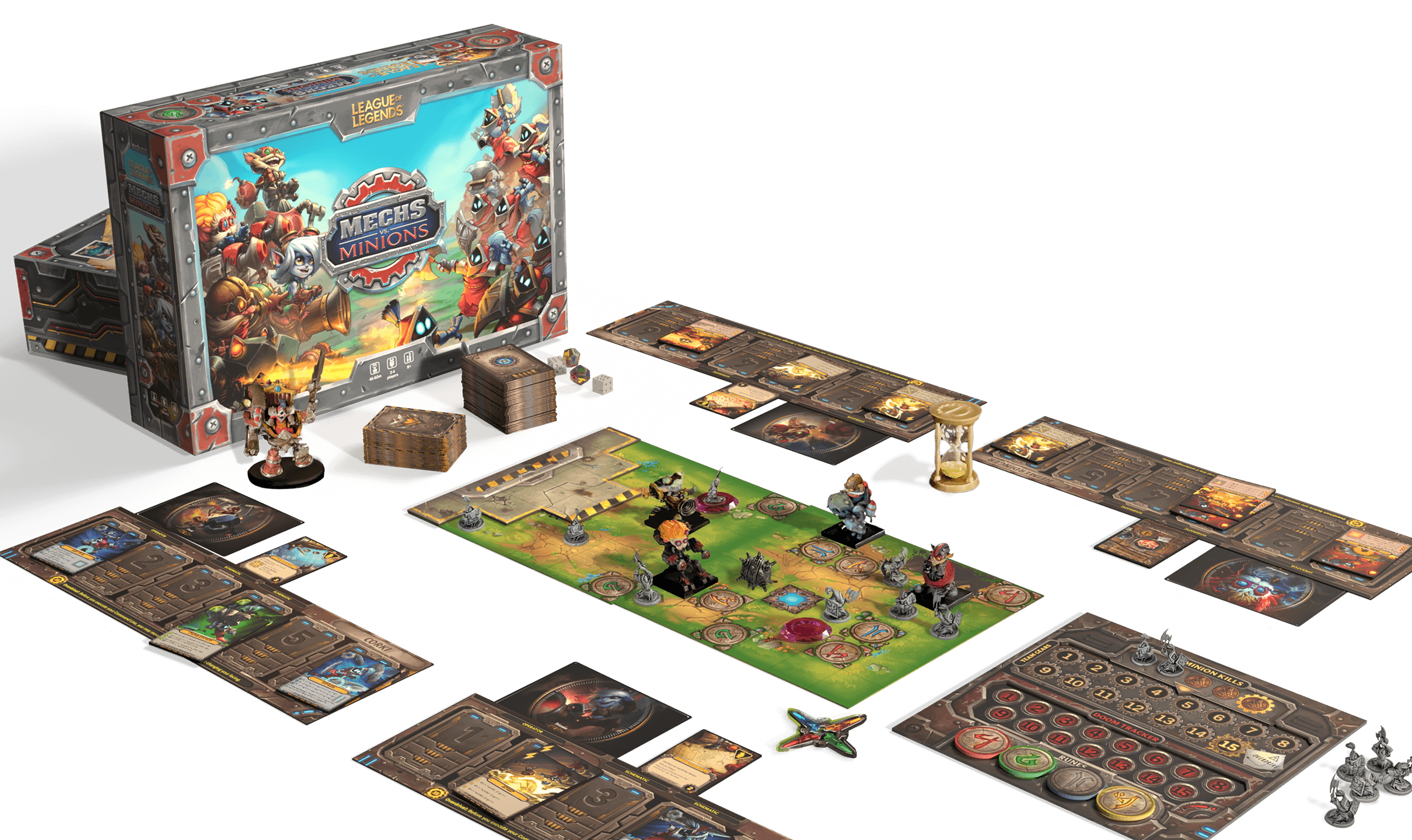 Mechs vs. Minions box and game components