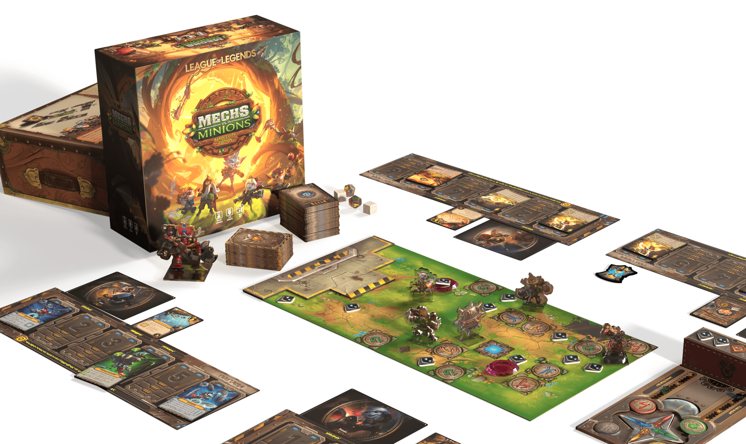 Mechs vs. Minions box and game components